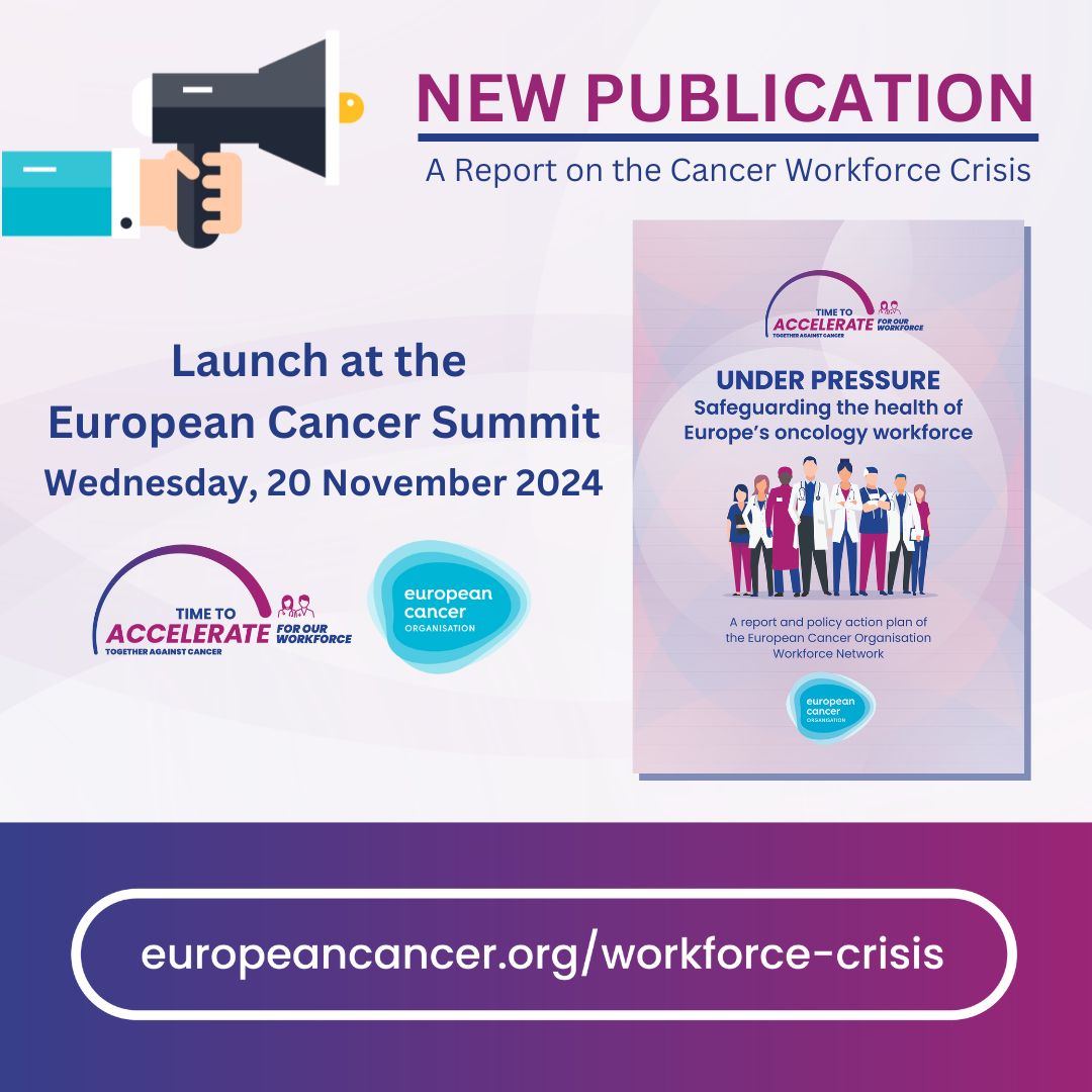 📢 Next week we'll unveil the new #CancerWorkforce report.

Cancer care professionals across Europe are struggling with staff shortages, expanding bureaucracy, burnout, and more. It's taking a huge toll on their work and the quality of treatment they provide to #Patients.
 
💬