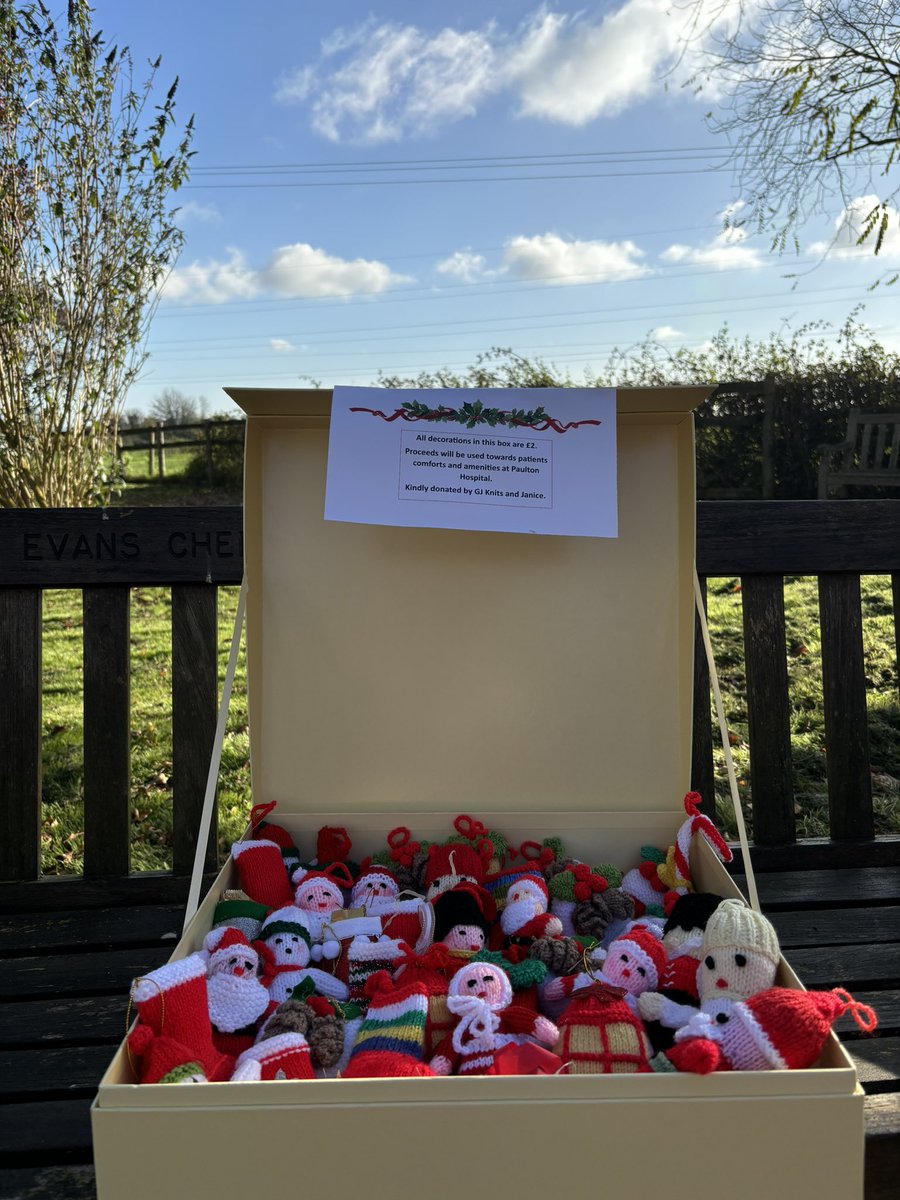PaultonTherapy's tweet photo. Our Christmas Tree decorations are now on sale at the main reception🎄 

£2 and £1 boxes available. 

Many thanks again to GJ Knits and Janice for their kind knitted contributions, with all proceeds going towards patient comfort &amp; amenities.

Get them before they’re gone! https://t.co/1OH00K6s90