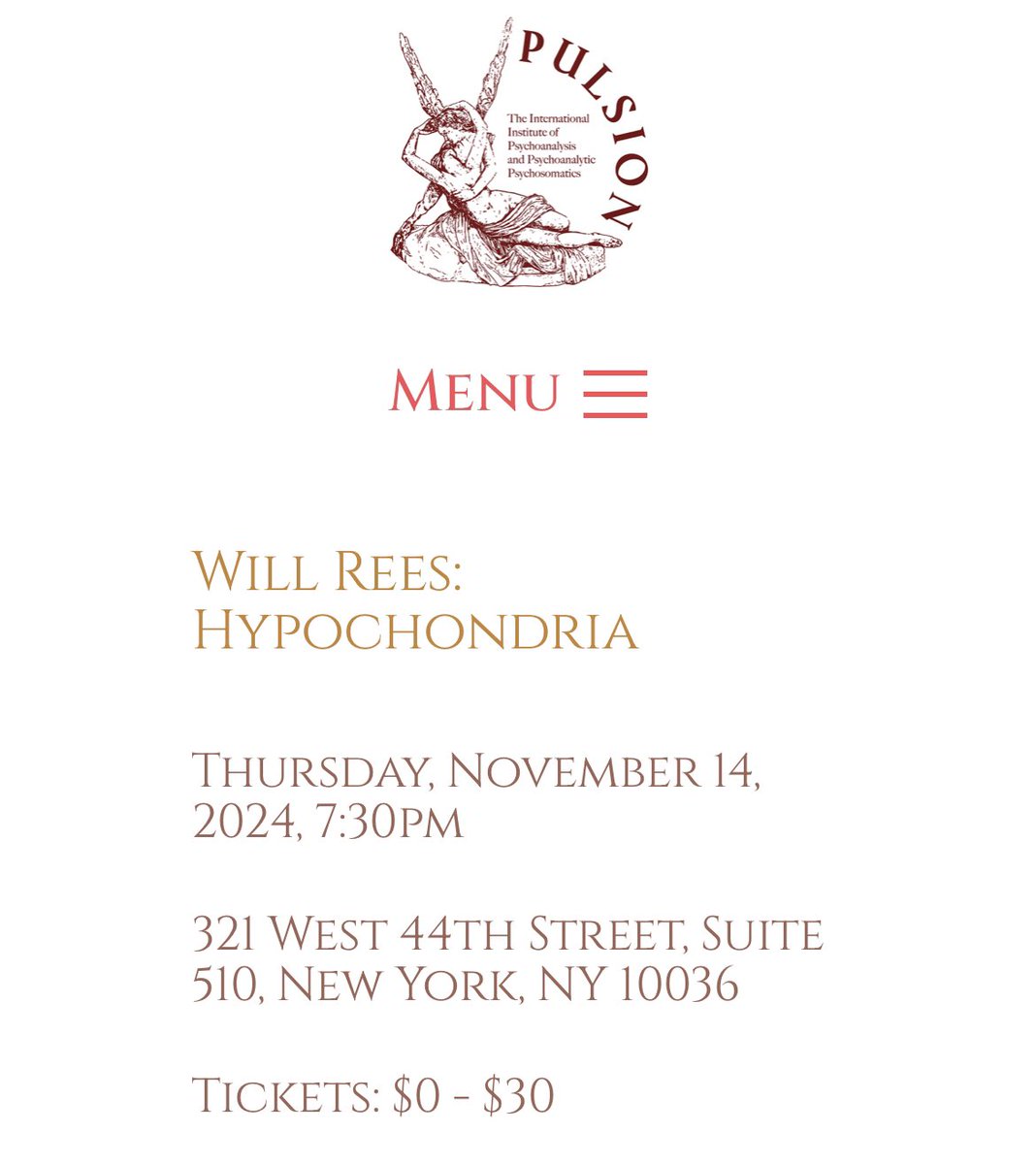 Tomorrow at The Pulsion Institute, NYC

Tickets pulsioninstitute.com/events/