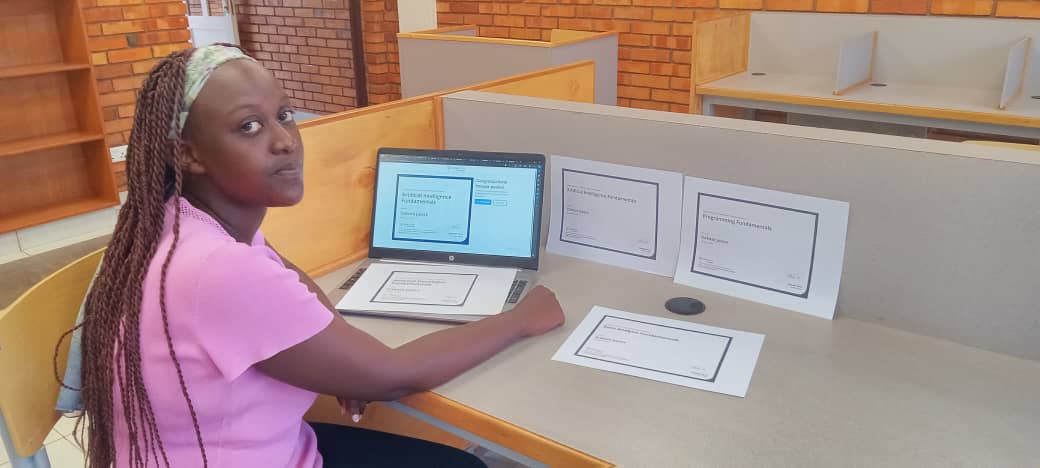 Intango TSS celebrates young achievers like Peace, who after using its open space earned 4 certificates via One Million Coders (OMC) program! With skills in Programming, Android Dev, Data Analysis &amp; AI, she's on her way to seize opportunities in Tech industry! #UpskillYouth 4 job