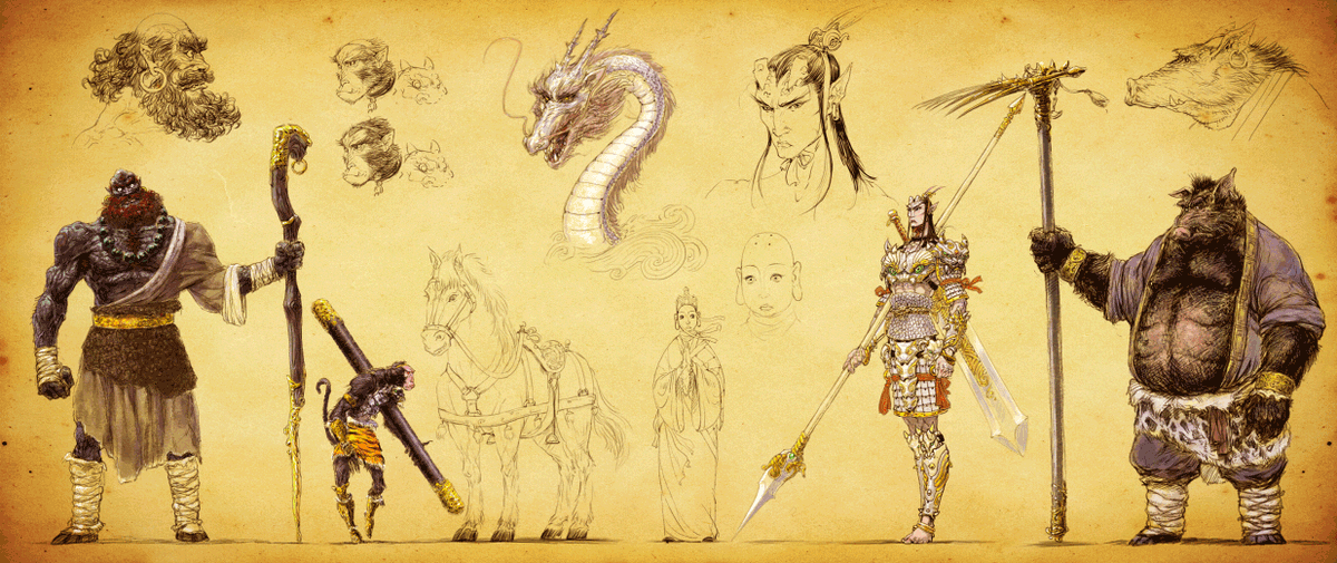 LondonJack12237's tweet photo. More Fantastic Xiyouji Artwork of Our Chinese Buddhist Monk &amp; his 3 Yaoguai Disciples by Other Great Artists! (2/2)
1) SammyTorres [DeviantArt]
2) Zhengyucong [DeviantArt]
3) 渣渣七 [Barzard Neo - ArtStation]
4) Concept Art by 田晓鹏 (Tian Xiaopeng)
#JttW #SWK #TSZ #ZBJ/#ZWN #SWJ https://t.co/YBnUyRaM83