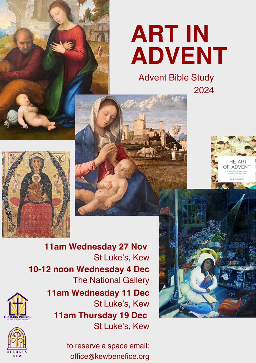 Information about this year’s benefice Advent Study! Art in Advent starting 27 November. For more info contact the parish office