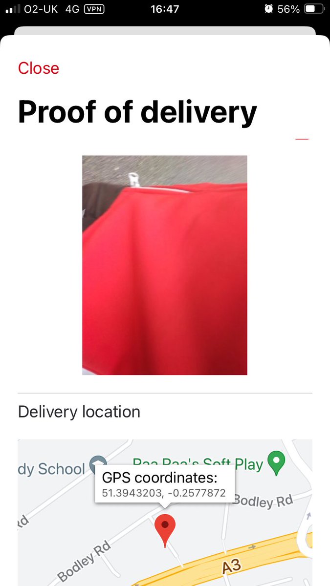 TinaCo65's tweet photo. @SmythsToysUK @YodelOnline lets your company down. My instructions were not followed the below is my proof of delivery and the delivery location was 2 streets away. I’ll not order again if they are your carrier https://t.co/0e4MEiPB0U