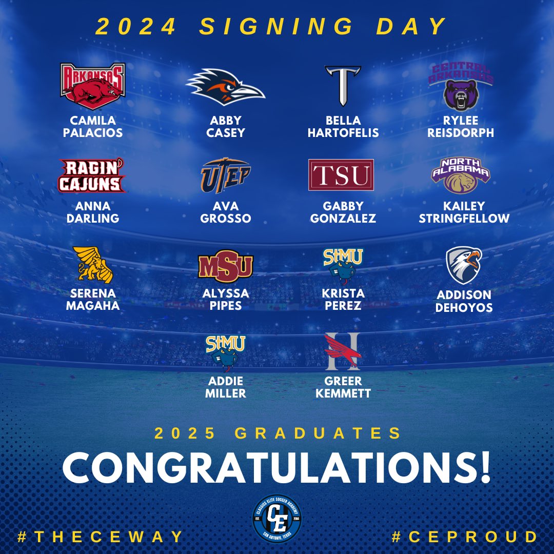 ⭐️ NATIONAL SIGNING DAY ⭐️

Congratulations to these 14 young ladies who put pen to paper today to mark the beginning of their next academic and athletic chapters‼️

We are excited to see you do great things and are extremely proud of all of you! 🙌 

🔵⚫️ #theCEway | #CEproud