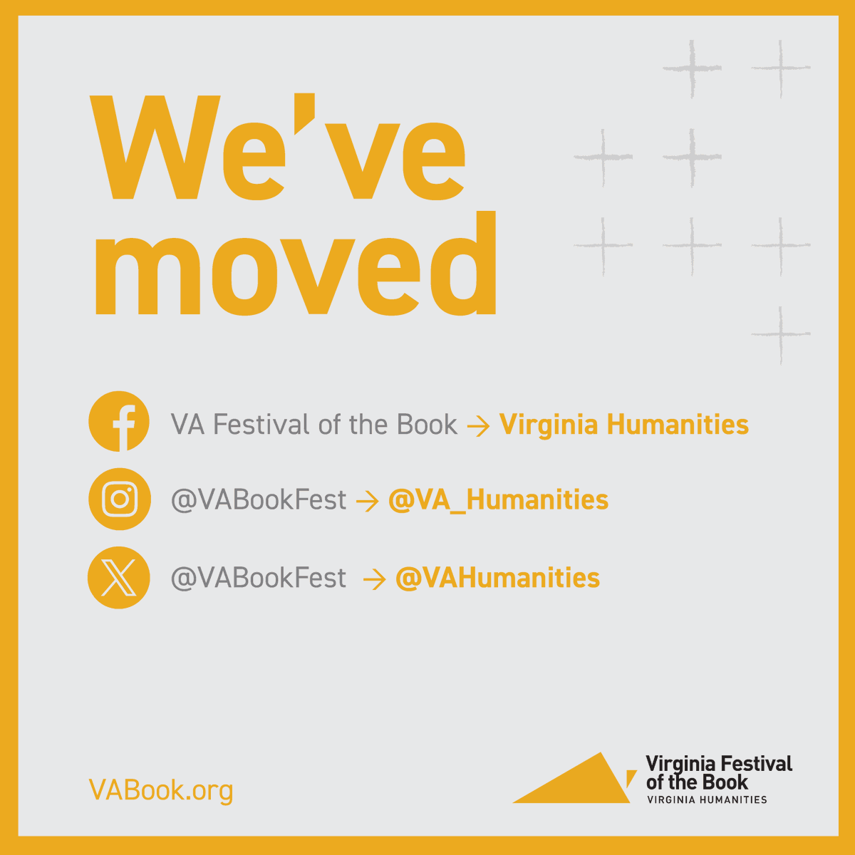 Virginia Festival of the Book (@vabookfest) on Twitter photo ICYMI, weโve moved to <a href="/VAHumanities/">Virginia Humanities</a>! Join us over there to stay up-to-date on everything Virginia Festival of the Book. Plus, learn more about all the other exciting work Virginia Humanities is doing ๐ก๐ญ ICYMI, weโve moved to <a href="/VAHumanities/">Virginia Humanities</a>! Join us over there to stay up-to-date on everything Virginia Festival of the Book. Plus, learn more about all the other exciting work Virginia Humanities is doing ๐ก๐ญ