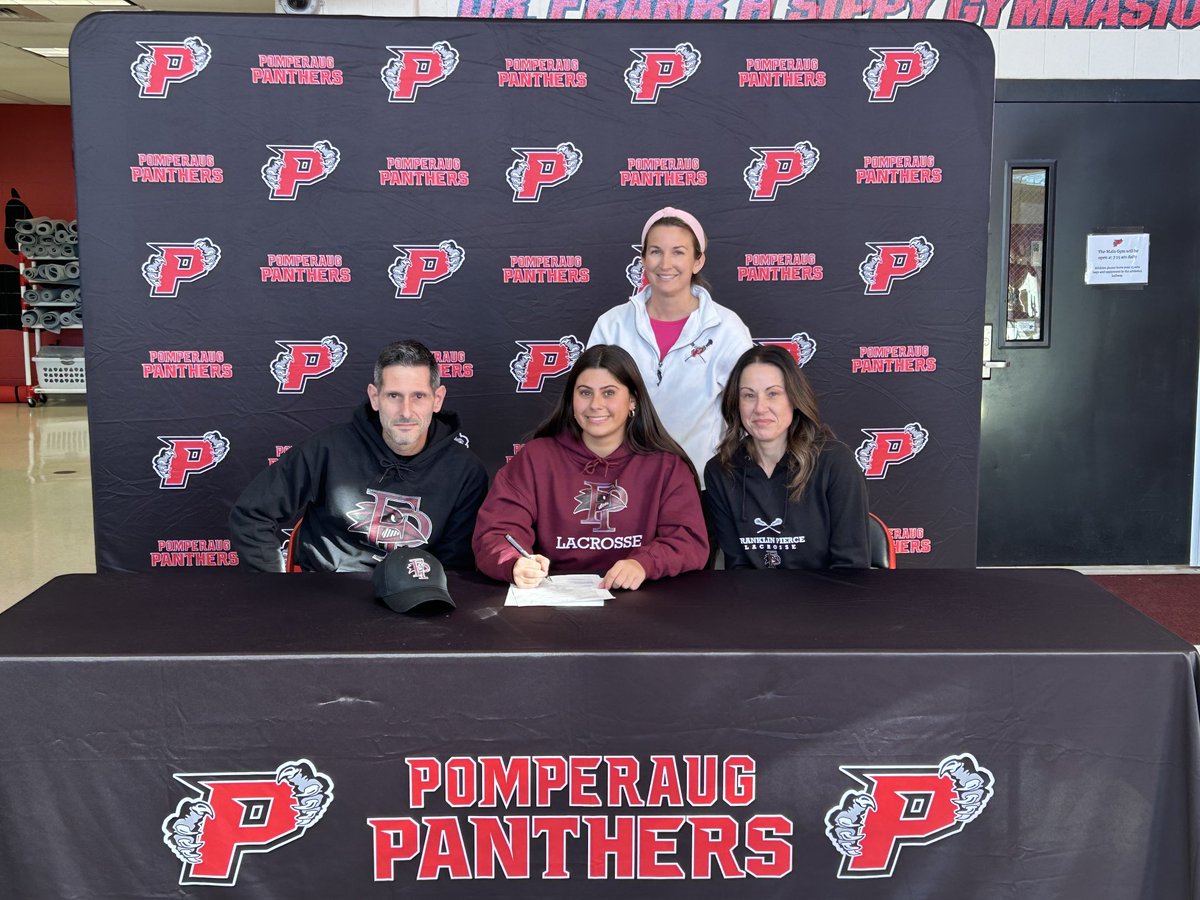 Congratulations to Pomperaug’s Sabrina Margaroli for signing her letter of intent to attend and play lacrosse at Franklin Pierce University next year!