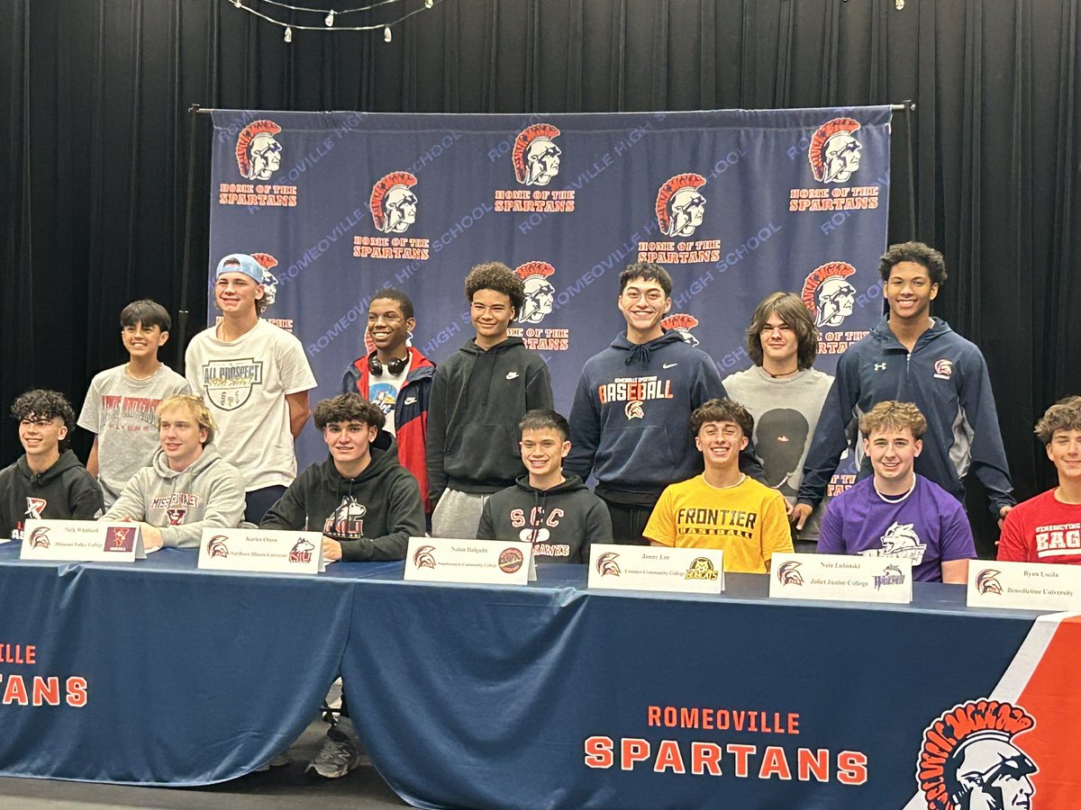 Spartans Baseball (@rhsspartansbb) on Twitter photo Today we celebrated 8 young men who are signing to continue their academic and playing careers! Congratulations to:
<a href="/Govoni_Austin/">Austin Govoni</a> - <a href="/GVBaseball_/">Grand View Baseball</a>
<a href="/HolgadoNolan/">Nolan Holgado</a> - <a href="/SCCBlackhawksBB/">Southeastern CC BSB</a>
<a href="/Jonny_L14/">Jonny Lee</a> - <a href="/BaseballBcats/">FCC Bobcat Baseball</a>
<a href="/aidanlopez_7/">Aidan Lopez</a> - <a href="/LewisBaseball/">Lewis Baseball</a>
<a href="/natelubinski34/">Nate Lubinski</a> - <a href="/JJCbaseball/">JJC Wolves Baseball</a> Today we celebrated 8 young men who are signing to continue their academic and playing careers! Congratulations to:
<a href="/Govoni_Austin/">Austin Govoni</a> - <a href="/GVBaseball_/">Grand View Baseball</a>
<a href="/HolgadoNolan/">Nolan Holgado</a> - <a href="/SCCBlackhawksBB/">Southeastern CC BSB</a>
<a href="/Jonny_L14/">Jonny Lee</a> - <a href="/BaseballBcats/">FCC Bobcat Baseball</a>
<a href="/aidanlopez_7/">Aidan Lopez</a> - <a href="/LewisBaseball/">Lewis Baseball</a>
<a href="/natelubinski34/">Nate Lubinski</a> - <a href="/JJCbaseball/">JJC Wolves Baseball</a>