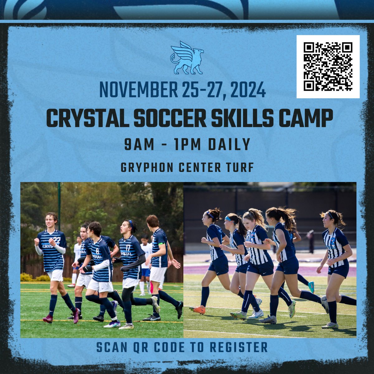 Still spots available for Crystal’s Thanksgiving soccer skills camp. Come join us on the pitch! Link to register- crystal.org/resources/even…