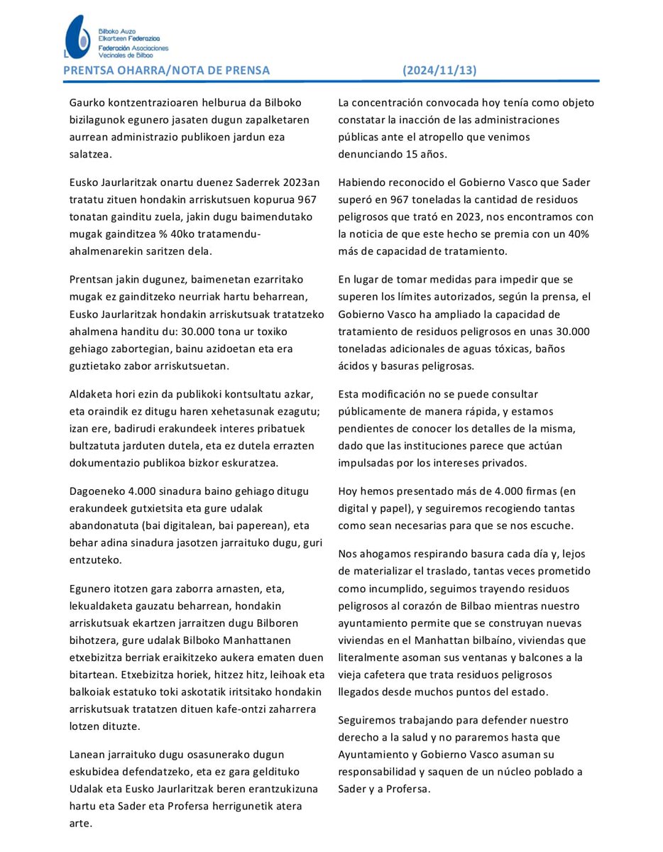 97irratia's tweet photo. Sader-Profersa kanpora lelopean atzoko kontzentrazioa udaletxe aurrean 
@aavvbilbao 
@saderprokanpora https://t.co/59AhMDIBNo