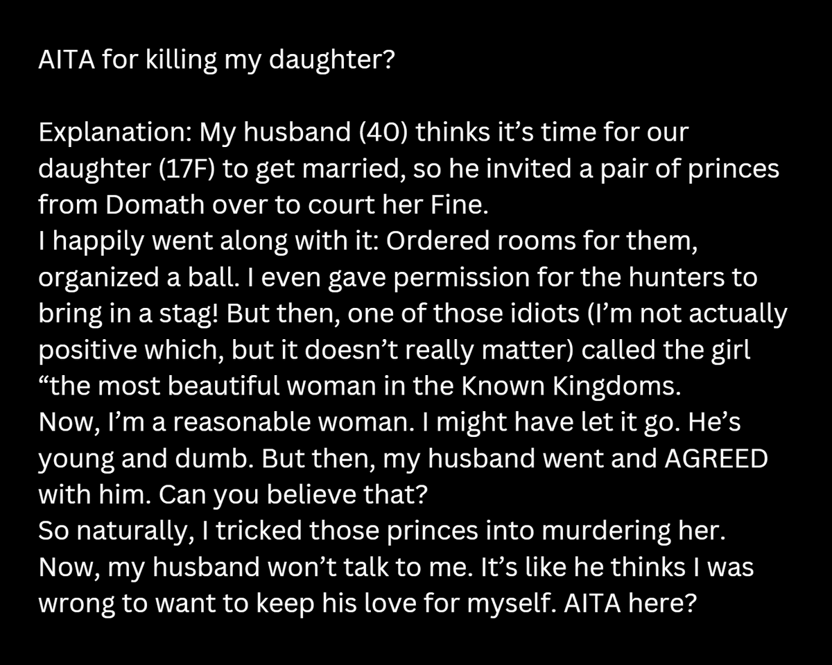 NGGrow's tweet photo. AITA for killing my daughter?
#UnhingedPit #Q #YA #F #R https://t.co/jF87l7575A
