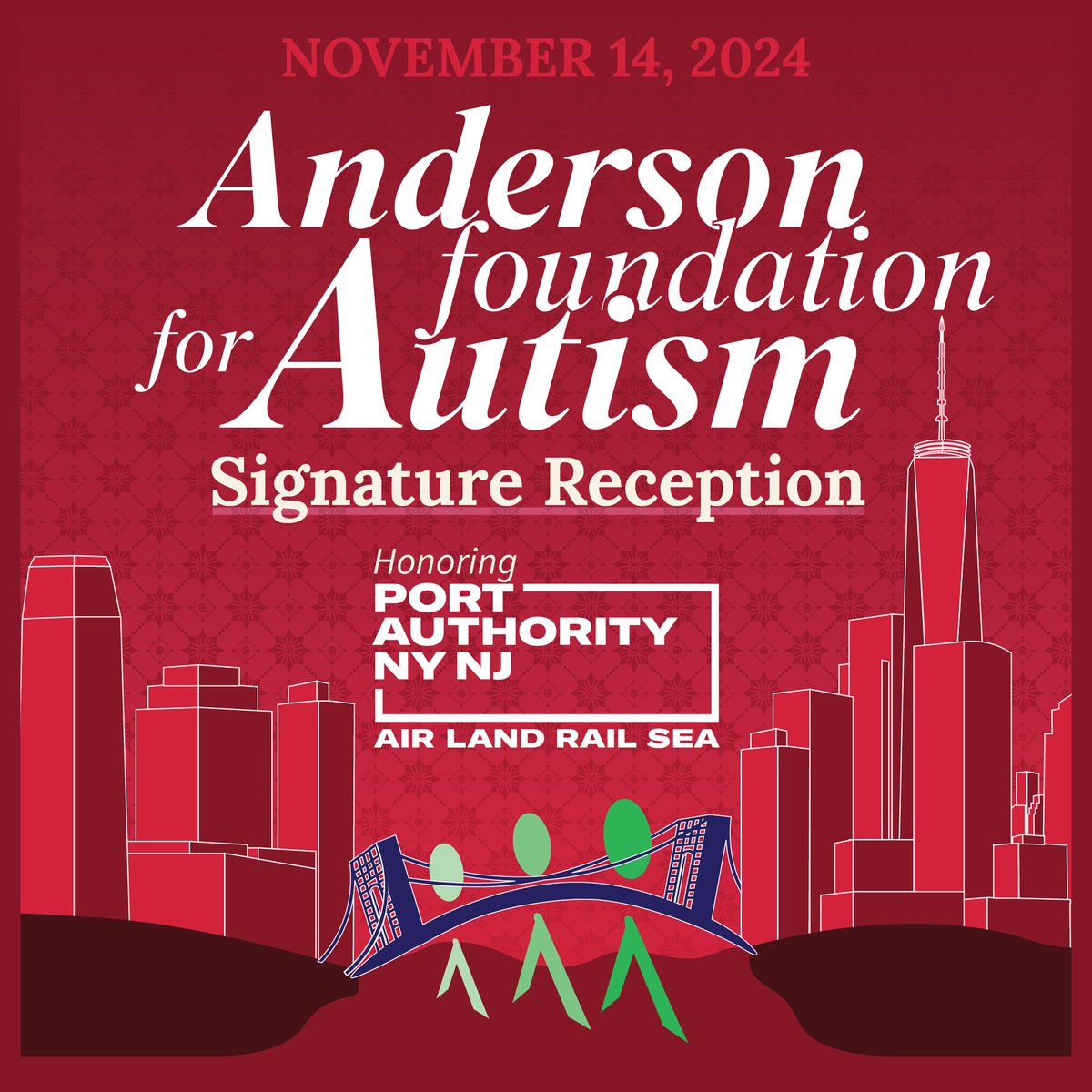We can't wait to see you tomorrow! We are honoring the Port Authority of New York and New Jersey at this year's Signature Reception at the Harvard Club of New York City.

#SignatureEvent #AFA #PANYNJ #PortAuthorityNYNJ #CocktailReception #AndersonFoundationForAutism