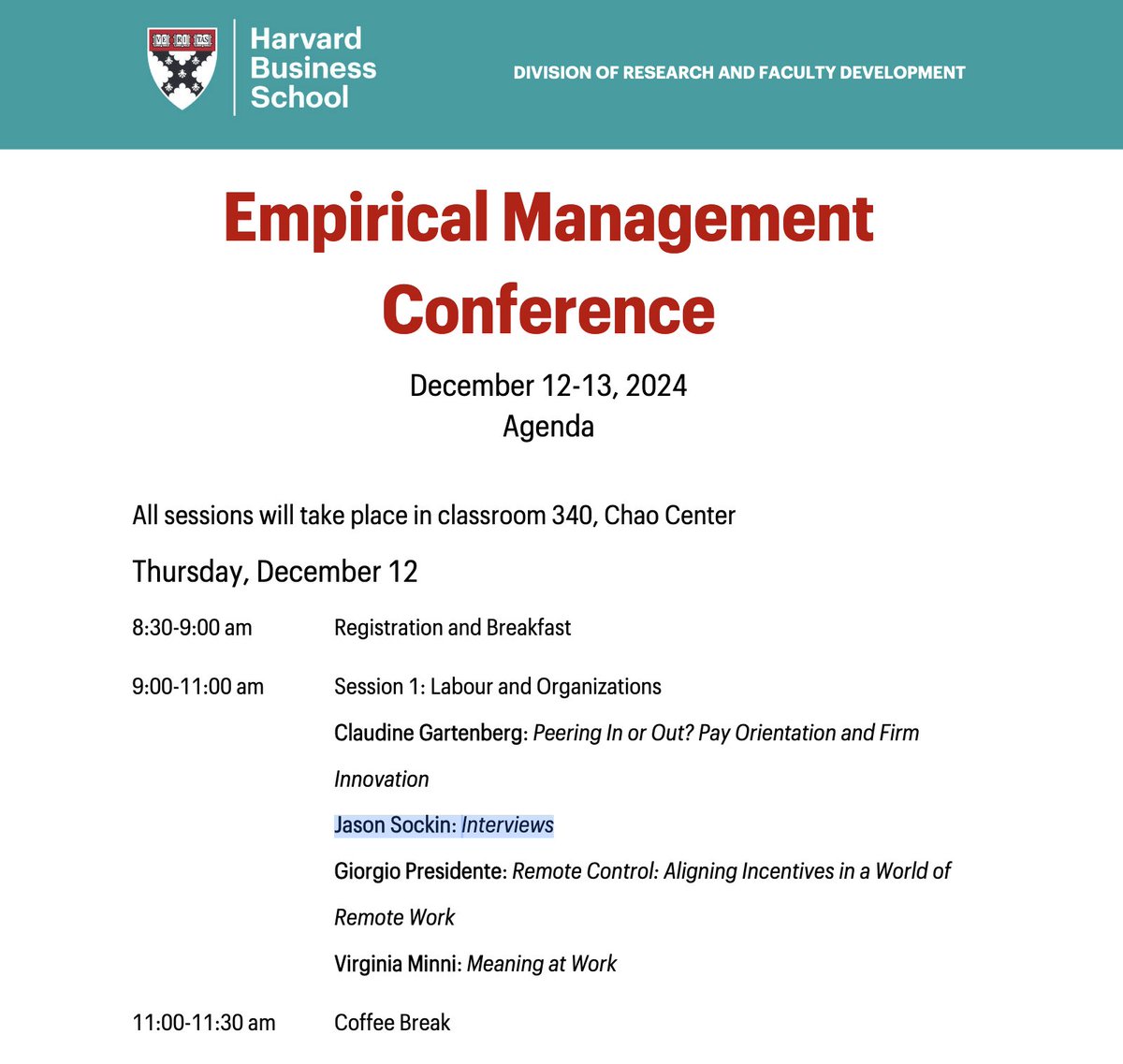 Soumitra Shukla (@soumitrashukla9) on Twitter photo Super excited for <a href="/JSockin/">Jason Sockin</a> to present our paper Interviews at the Empirical Management Conference at <a href="/HarvardHBS/">Harvard Business School</a> this December! Jason is the best co-author one could hope for, and both <a href="/ellliottt/">Elliott Ash</a> and I are thrilled to be involved in this project. Super excited for <a href="/JSockin/">Jason Sockin</a> to present our paper Interviews at the Empirical Management Conference at <a href="/HarvardHBS/">Harvard Business School</a> this December! Jason is the best co-author one could hope for, and both <a href="/ellliottt/">Elliott Ash</a> and I are thrilled to be involved in this project.