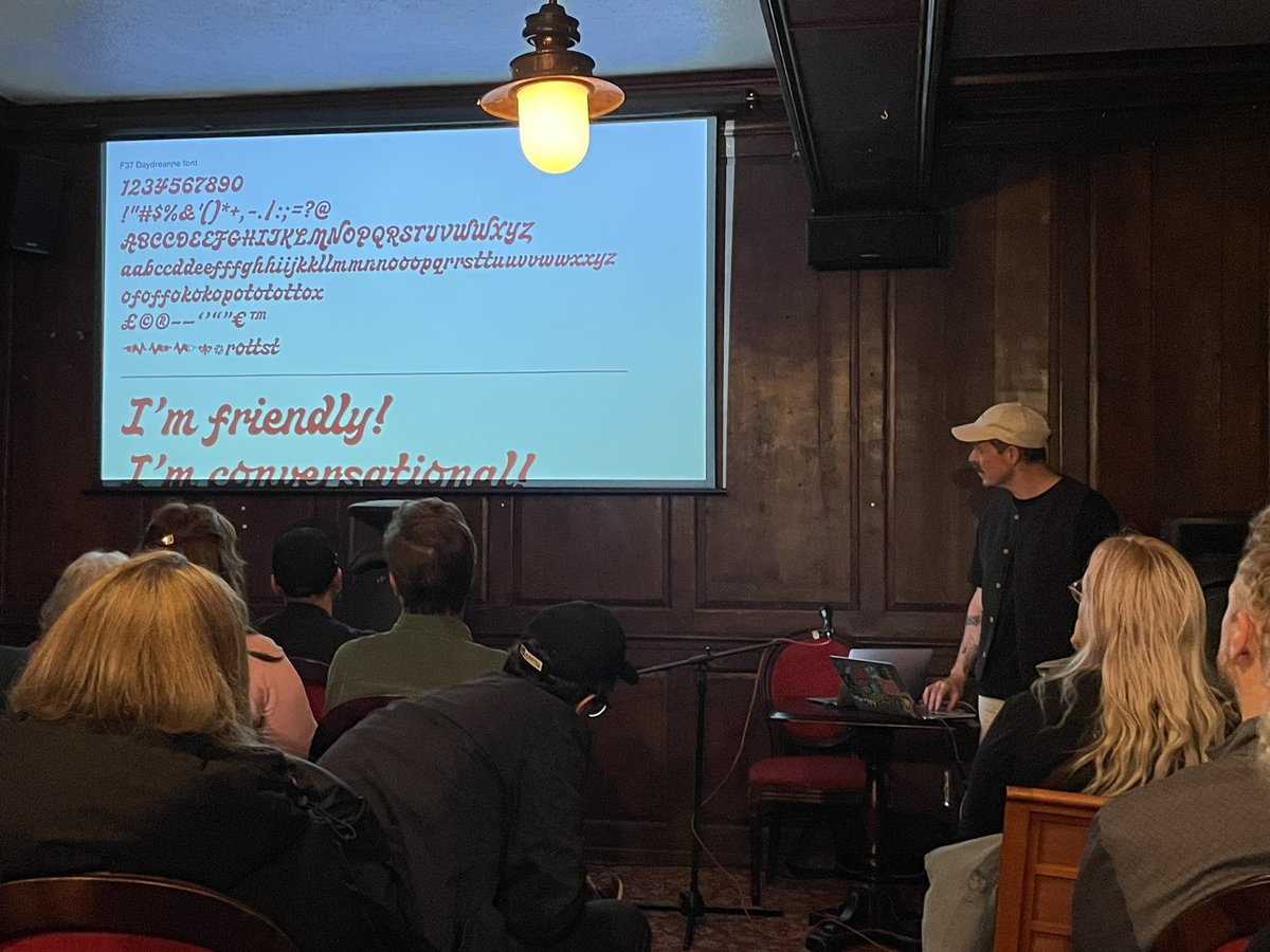 Thanks @olifrape for a great talk at <a href="/LetterLuvvers/">Letter Luvvers</a> . Happy to see F37 Daydreanne on the screen!