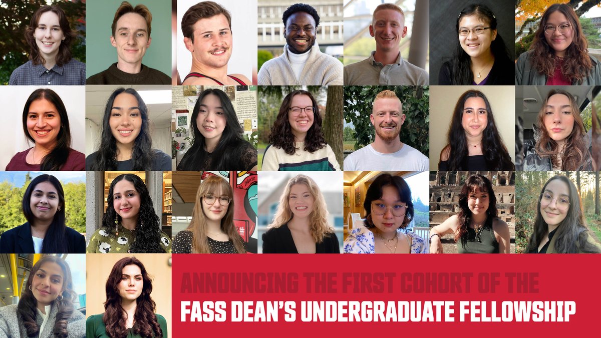 Congratulations to the first cohort of the new FASS Dean's Undergraduate Fellowship program! 23 students were selected not only for their exceptional academic achievements, but also for their compassion, creativity, and leadership. 

Learn more: sfu.ca/fass/news/2024…