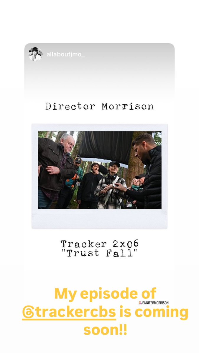 Someone is excited about the next Tracker episode. ICYMI Jen is the director of the upcoming episode!