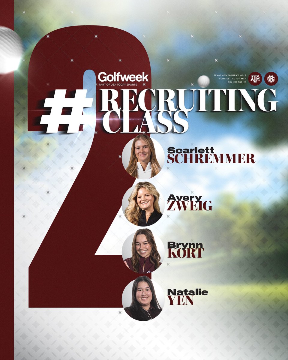 The 𝐍𝐨. 𝟐 recruiting class in the country belongs to the Aggies 🤠

📰 aggi.es/4fLqXl8

#GigEm | <a href="/golfweek/">Golfweek</a>