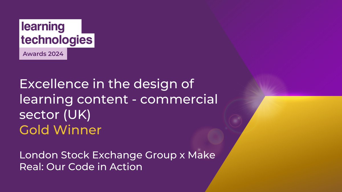 Well done to this "extremely well-designed piece of work" by <a href="/LSEplc/">London Stock Exchange</a> and <a href="/MakeRealLtd/">Make Real</a>, who are our #LT24Awards Gold winners for Excellence in the design of learning content - Commercial sector - UK! 🏆