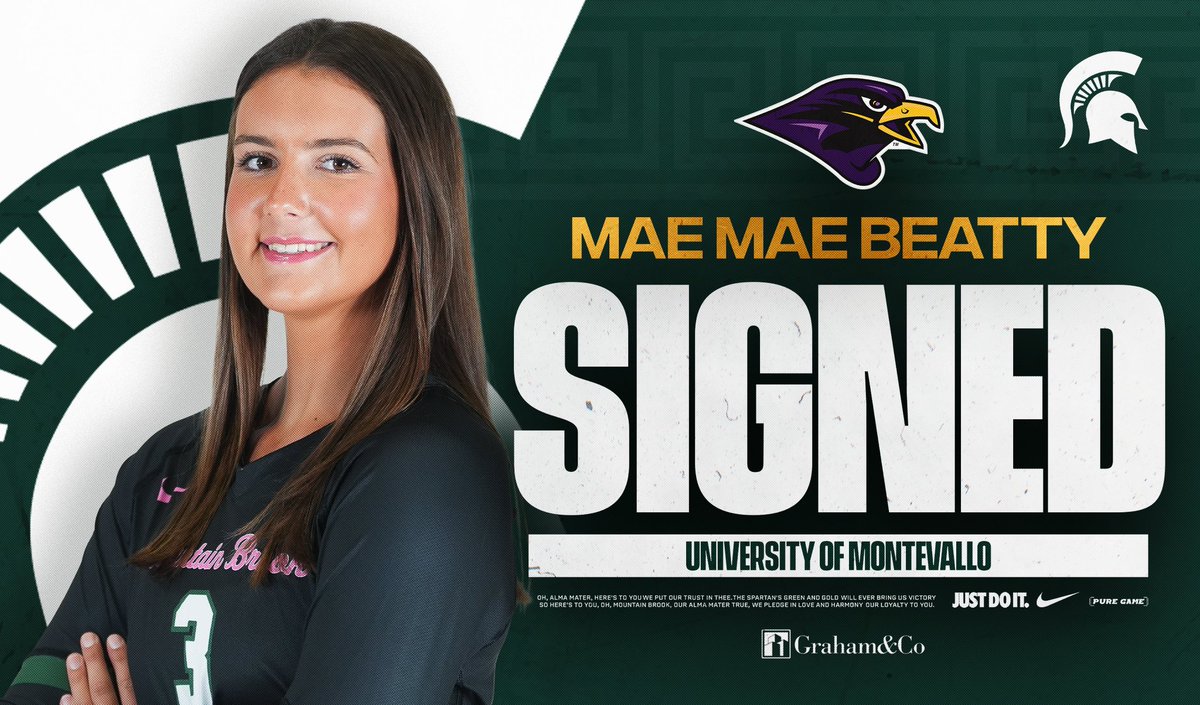 Mountain Brook Athletics (@mbs_athletics) on Twitter photo <a href="/SewaneeHoops/">Sewanee Basketball</a> <a href="/jack_bakken25/">Jack Bakken</a> <a href="/mtnbrookhoops/">Mountain Brook Hoops</a> <a href="/WoffordVB/">Wofford Volleyball</a> <a href="/MBHS_volleyball/">MBHS Volleyball</a> Congratulations Mae Mae Beatty on signing with Montevallo Volleyball!
🔗 mbhsspartans.com/news/2024/11/1… <a href="/SewaneeHoops/">Sewanee Basketball</a> <a href="/jack_bakken25/">Jack Bakken</a> <a href="/mtnbrookhoops/">Mountain Brook Hoops</a> <a href="/WoffordVB/">Wofford Volleyball</a> <a href="/MBHS_volleyball/">MBHS Volleyball</a> Congratulations Mae Mae Beatty on signing with Montevallo Volleyball!
🔗 mbhsspartans.com/news/2024/11/1…