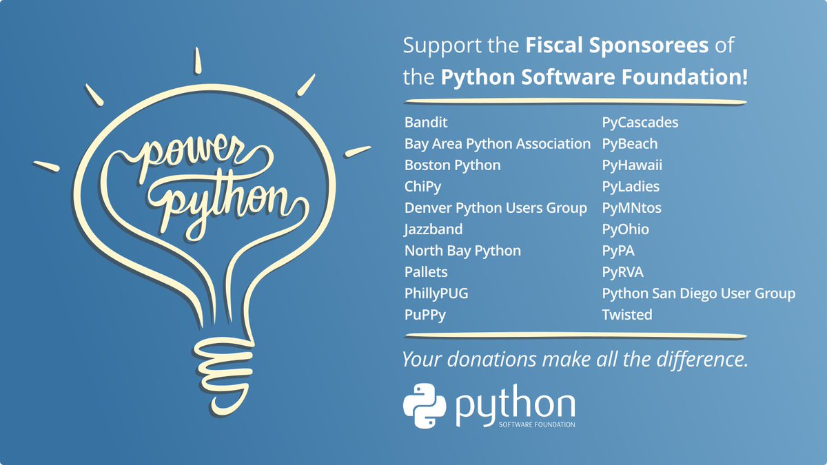 As we head towards the end of 2024, we're gearing up for our annual end-of-year fundraiser. This year we're focusing on how we can #PowerPython together. Help us power the future of #Python by donating to our 20 wonderful Fiscal Sponsorees! linktr.ee/thepsf