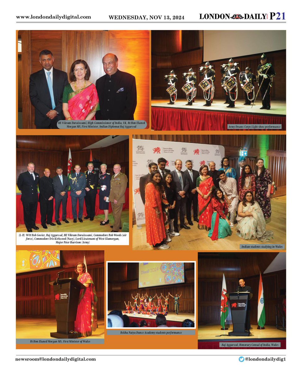 Media coverage of the Diwali celebration organised by the WelshGovernment in association with the Honorary Consul of Wales India Captain Raj Aggarwal OBE. The event was held at the Swansea University Bay Campus on the 7th of November 2024. 

#Diwali2024