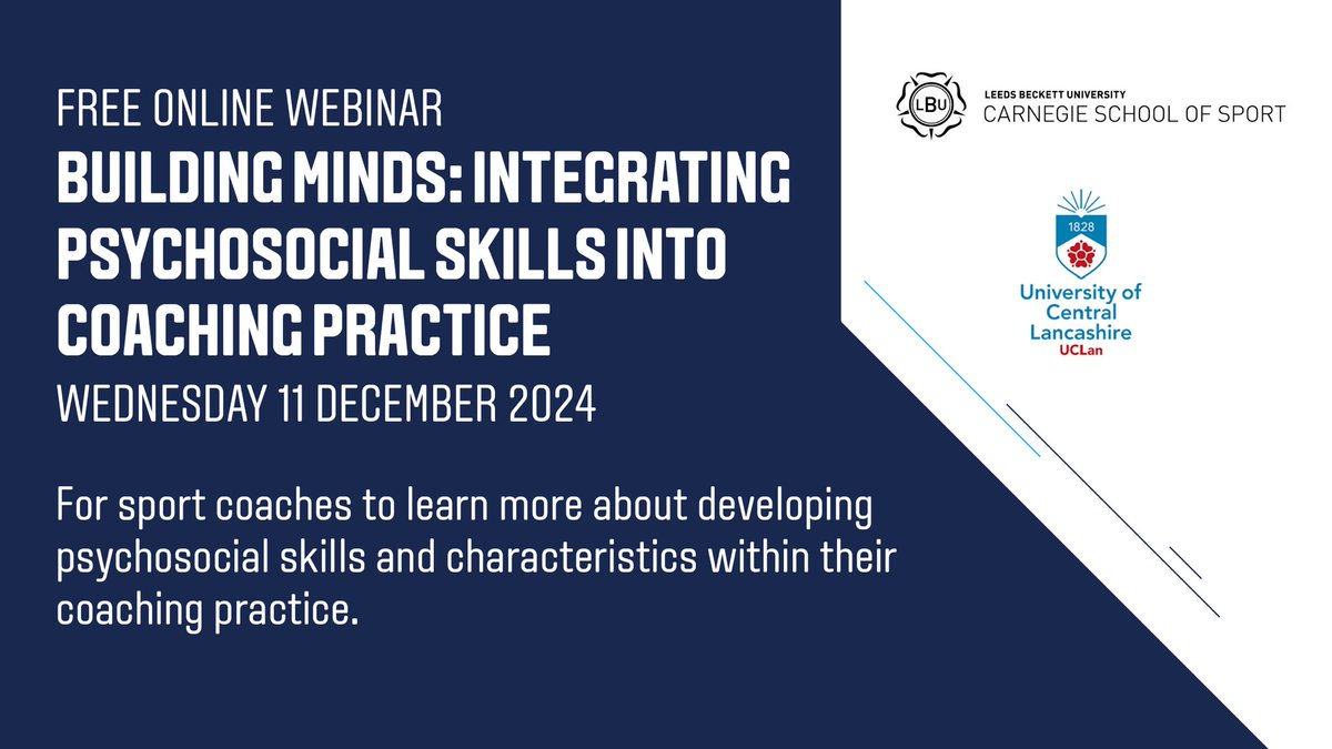 Dr Tom Mitchell (@tom_mitch3) on Twitter photo Are you a sports coach interested incorporating psychosocial skills and characteristics into your coaching practice?
Myself and <a href="/MindcraftPerf/">James Barraclough</a> are running a FREE webinar with two time-slots available!
eventbrite.co.uk/e/building-min… Are you a sports coach interested incorporating psychosocial skills and characteristics into your coaching practice?
Myself and <a href="/MindcraftPerf/">James Barraclough</a> are running a FREE webinar with two time-slots available!
eventbrite.co.uk/e/building-min…