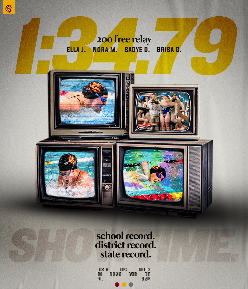 One swim. Three records. Don't blink.

Congrats to our <a href="/LakesideLionsSD/">Lakeside Swim & Dive</a> 200 Free Relay team on breaking the Lakeside, District, AND State record (all previously held by... guess who... Lakeside)!

#GOLIONS