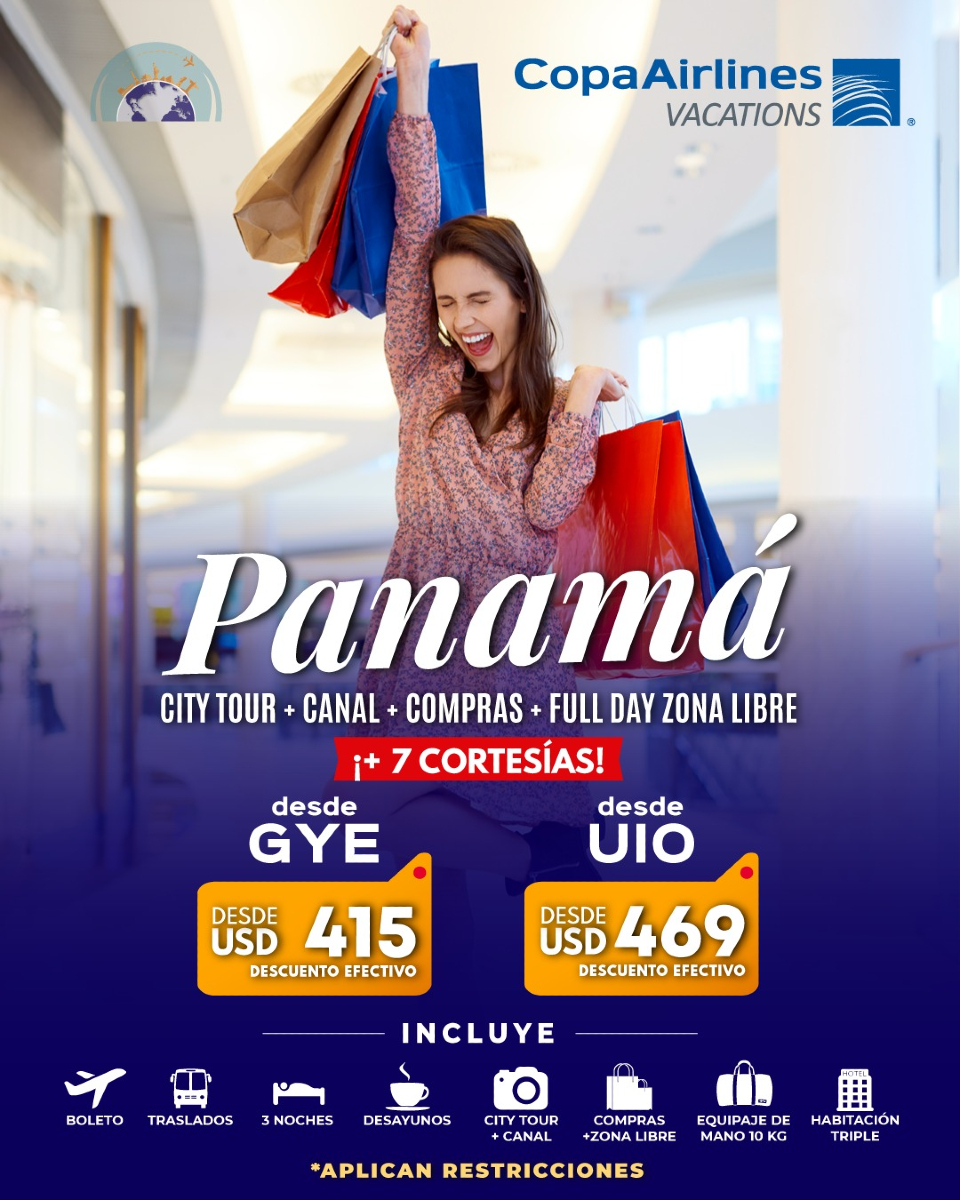 aqtecuador's tweet photo. PANAMÁ DE COMPRAS
2024 - 2025
3 NOCHES 4 DÍAS

 INCLUYE:
✈️Boleto aéreo
🚌Traslado aeropuerto hotel
🌃3 noches en hotel
🍽️Desayunos
📷 CITY TOUR+ CANAL
🛍️COMPRAS+ ZONA LIBRE
🏢Habitación Triple
🧳Equipaje de mano 10kg
💰Impuestos hoteleros y aéreos https://t.co/osmrlDKVCW
