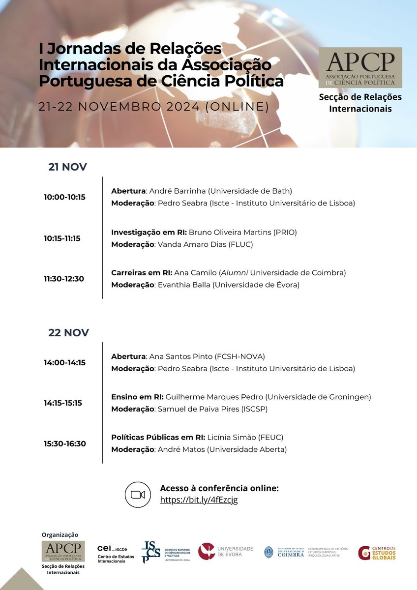 CEI (@cei_iscte) on Twitter photo I Jornadas de RI da Associação Portuguesa de Ciência Política
🎓 Org. Secção de Relações Internacionais da APCP
Participe gratuitamente e explore as tendências futuras das RI com docentes e investigadores da área. Aceda ao evento👉 bit.ly/4fEzcjg I Jornadas de RI da Associação Portuguesa de Ciência Política
🎓 Org. Secção de Relações Internacionais da APCP
Participe gratuitamente e explore as tendências futuras das RI com docentes e investigadores da área. Aceda ao evento👉 bit.ly/4fEzcjg