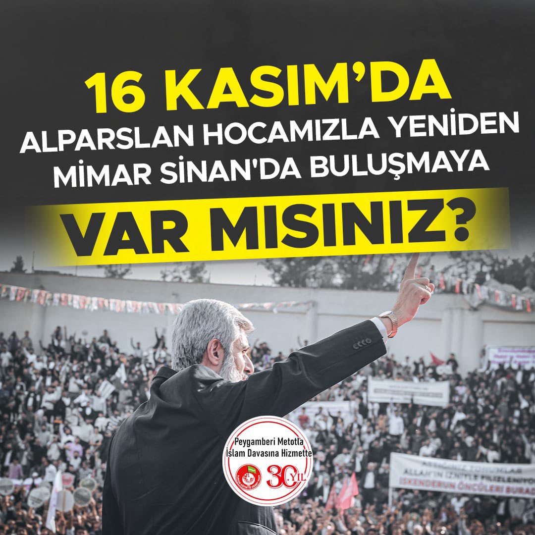 Hep birlikte bu coşkulu günde Mimar Sinan da buluşalım.

16Kasımda SENDEKATIL

#FurkanHareketi43Yaşında
#FurkanVakfı30Yaşında