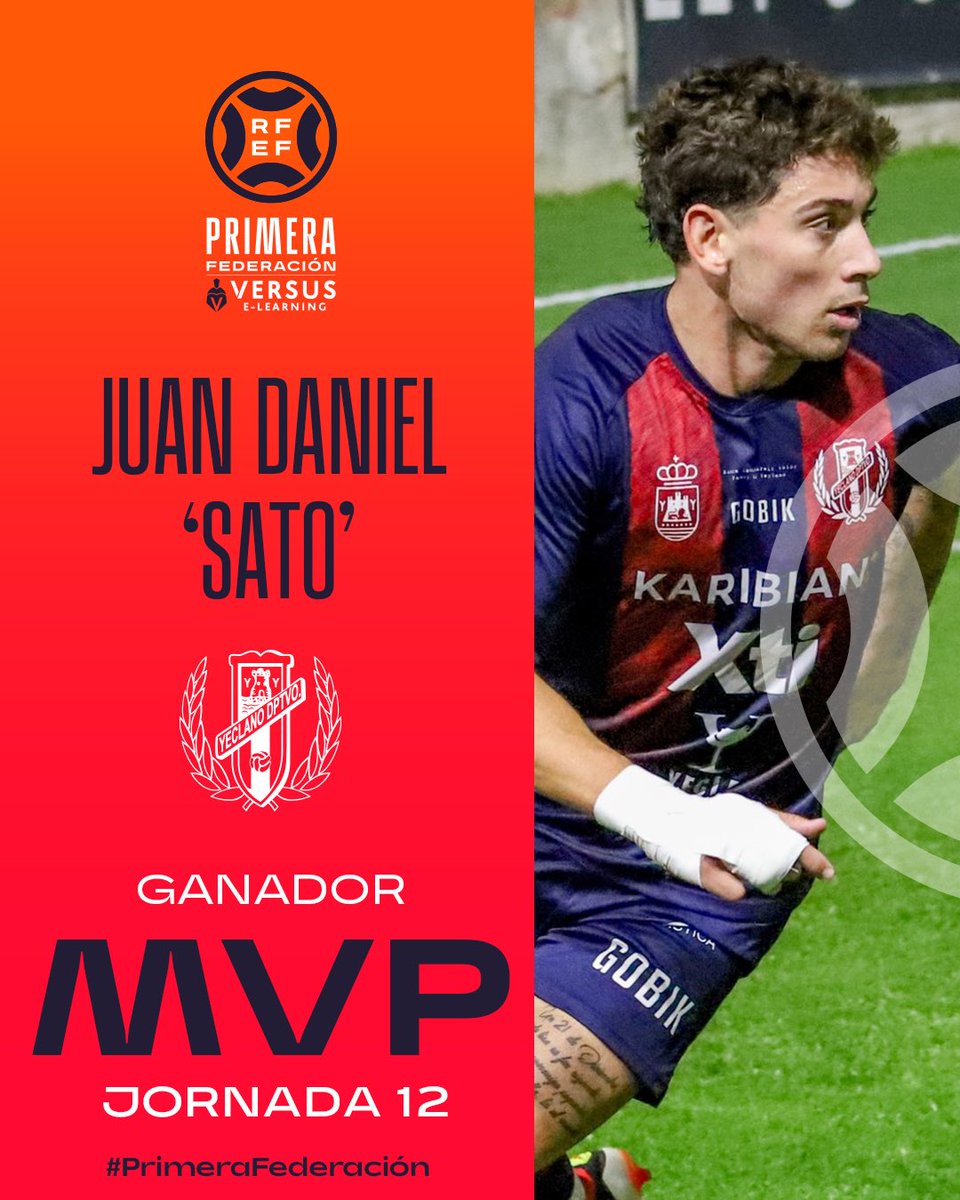 Primera_RFEF's tweet photo. 👏🏻 𝟯 𝗽𝘂𝗻𝘁𝗼𝘀
👏🏻 𝟮 𝗴𝗼𝗹𝗲𝘀

🔝 ¡¡Y ahora se culmina con el 𝗠𝗩𝗣 de la 𝗝𝗢𝗥𝗡𝗔𝗗𝗔 𝟭𝟮!!

@danisato8 ❤️💙 @Yeclano_dptvo

🏅 @versuselearning

#PrimeraFederación | #VersusELearning https://t.co/vP2LEz2RXR