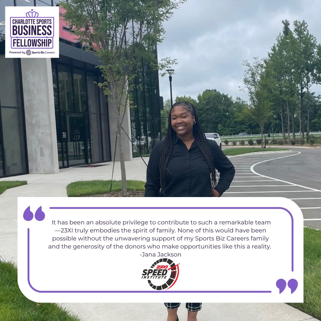 📸 FELLOW SNAPSHOT 📸
Jana Jackson, cohort 2024, worked with 23XI Racing. She highlights the remarkable teamwork and culture of 23XI and the Fellowship Program!

🚨 APPLICATIONS ARE OPEN 🚨
Apply to join this PAID experience for Summer 2025.

🔗 Apply NOW: bit.ly/CLT2025
