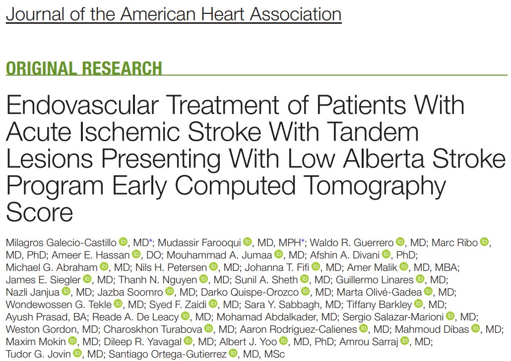 Cerebrovascular & Neurointerventional Lab (@cerebrovasclab) on Twitter photo New insights on stroke care:"Thrombectomy in patients with acute ischemic stroke, tandem lesions, and low ASPECTS (2-5)"
Surprisingly, 30% achieved functional independence at 90 days 🧠
#Stroke #Thrombectomy
A 🧵by <a href="/LeonardoCruz_C/">Leonardo Cruz-Criollo</a> 1/5
ahajournals.org/doi/epub/10.11… New insights on stroke care:"Thrombectomy in patients with acute ischemic stroke, tandem lesions, and low ASPECTS (2-5)"
Surprisingly, 30% achieved functional independence at 90 days 🧠
#Stroke #Thrombectomy
A 🧵by <a href="/LeonardoCruz_C/">Leonardo Cruz-Criollo</a> 1/5
ahajournals.org/doi/epub/10.11…
