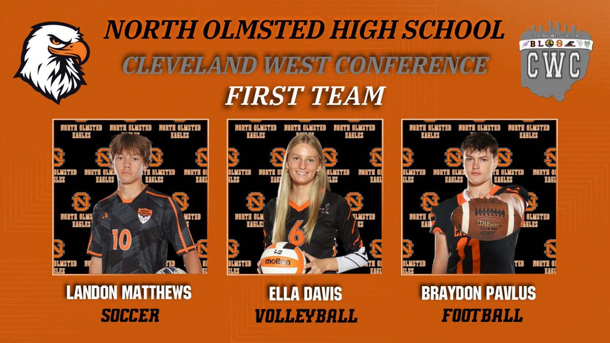 NorthOlmstedSchools (@nocseagles) on Twitter photo First Team in the Cleveland West Conference included 12 Eagles from five different sports! Way to represent North Olmsted! First Team in the Cleveland West Conference included 12 Eagles from five different sports! Way to represent North Olmsted!
