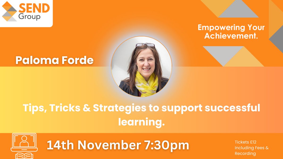 💻 Join Paloma Forde tomorrow for some not to be missed strategies and easy wins for parents and educators alike.

📅 Register today: thesend.academy/inclusion-insi…

#ALN #SpecialNeedsEducation #WebinarSeries #Support #Inclusion #SENCO #learning #inclusiveeducation #parents  #teaching