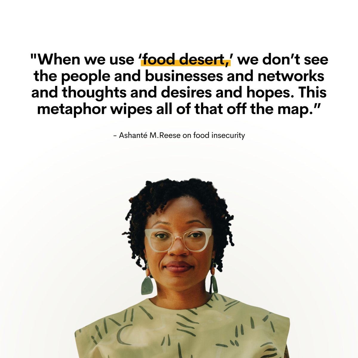 CcmntSpeakers's tweet photo. The desert metaphor for food insecure places implies that there's really nothing of value. When we start to look past the label, we can finally understand and address the decades of divestment that have depleted neighborhoods of healthy food

Read more ➡️ https://t.co/XX2CcgLYwK. https://t.co/MUQaTYhQgE