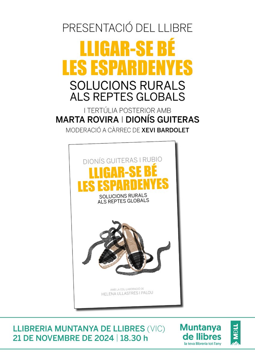 Dionis7vetes's tweet photo. Ganes d'anar a @MuntanyaLlibres de #Vic a presentar el meu llibre, i fer-ho amb la @martarovira i el @xbardolet és un luxe! Us hi esperem dijous 21 de novembre a les 18:30h, fem que la reconnexió del Món Rural i l'Urbà sigui una realitat ✊️ https://t.co/n9dHQYUv8H
