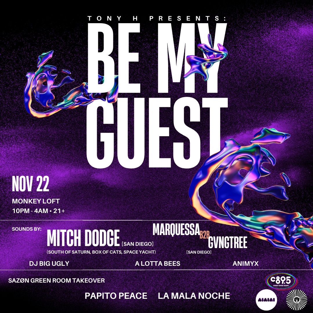 Be My Guest comin up quick at Monkey Loft >> Early bird tix almost sold out >> 

eventbrite.com/e/tony-h-prese…