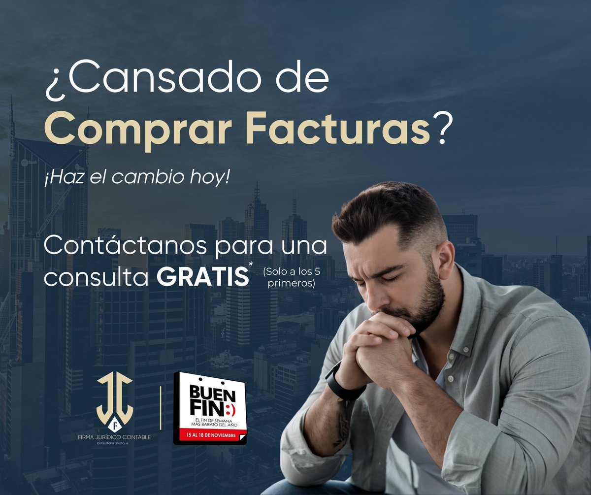 BoutiqueFjc's tweet photo. Te ofrecemos una CONSULTA GRATIS para conocer opciones seguras y construir una estrategia fiscal sólida, sin facturas riesgosas.

 ⚠️ Solo para las primeras 5 empresas.
*Consulta términos y condiciones en: https://t.co/HCmw8xfcKB

#BuenFin #Facturas #Impuestos #Contabilidad #SAT https://t.co/NbwtOPQsW9