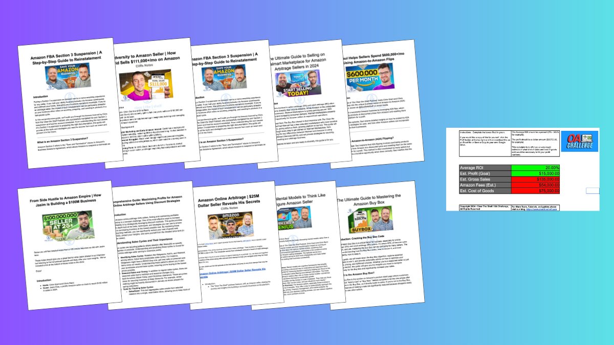 cleartheshelf's tweet image. Just putting the finishing touches on something we will be giving away free at today&apos;s live event.

10 Guides + 1 simple Amazon calculator.

We start at 5PM EST and will be live for a minimum of 3 hours.

Link to the show in the tweet.