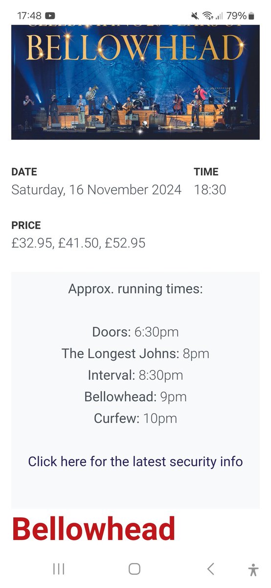 nic_ritchie's tweet photo. @bellowheaduk just received an email from Sheffield venue with running times for Saturday. Really excited about seeing you all. Surely you're on for more than an hour though! https://t.co/2kI0luWd1Y