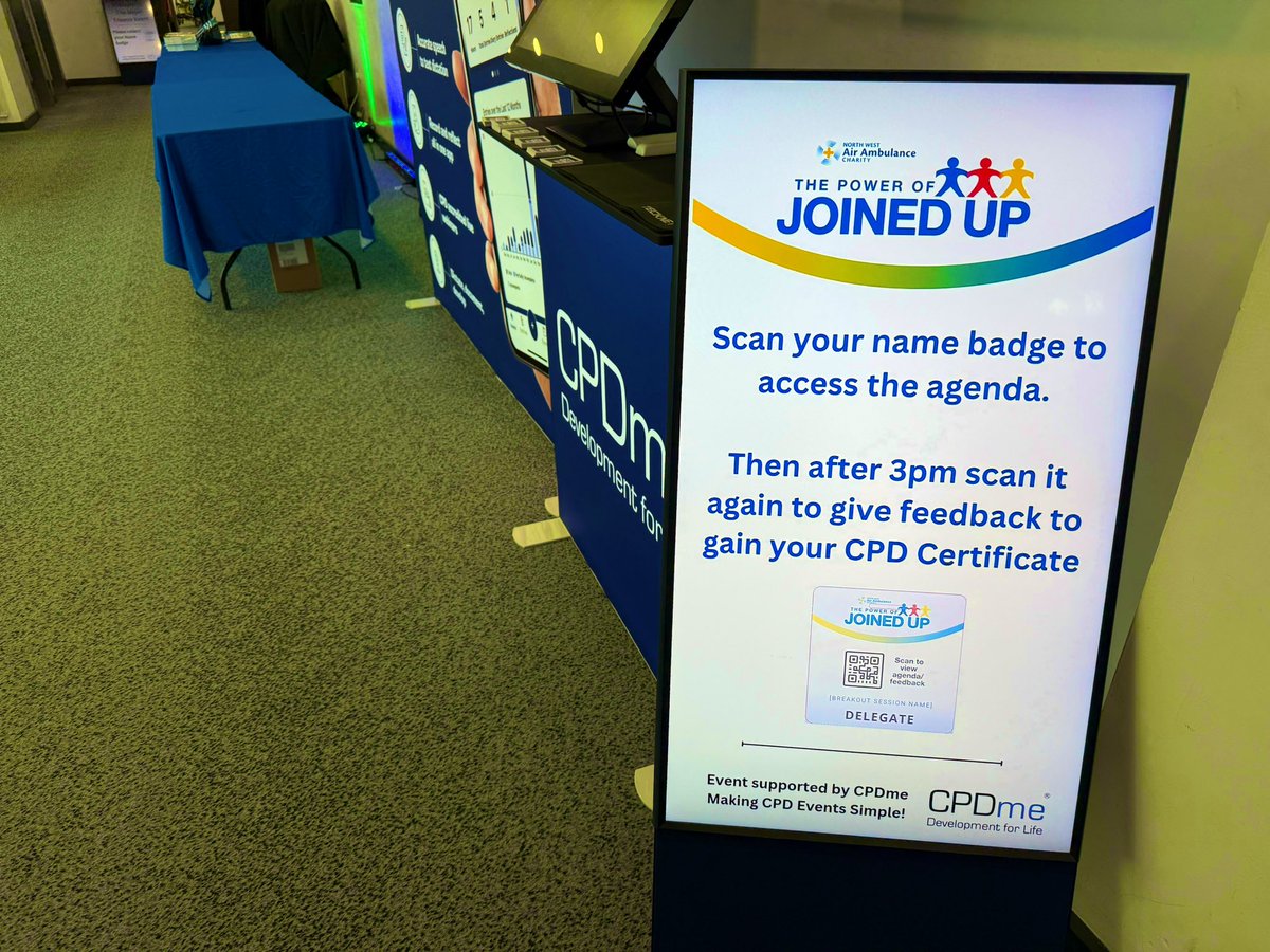 cpdme's tweet photo. The Events team and @AndyOrmy himself were setting up the checkin and name badge space for tomorrowβs event in @manchester supporting @NWAirAmbulance and @NWAmbulance for their great Trauma #CPD event. See you tomorrow π #CPDMADEEASY https://t.co/jcIg8GOygs