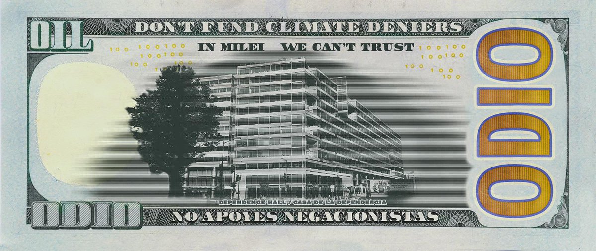 Estos billetes circulan ahora en Baku. El gobierno de Milei decidió sacar a sus diplomáticos de la #COP29, en otra muestra de una política de extrema derecha desquiciada que utiliza momentos de alto perfil como un espectáculo burlesco para el placer de la extrema derecha global.