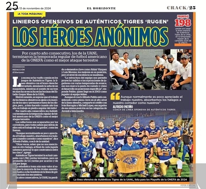 sebasfootball's tweet photo. Extraordinario trabajo de los Gorditos.
Y claro que se les reconoce su valía.
Ángelito no corre solo, Pato los necesita para lanzar y el Vinny para hacer sus atrapadas.
Por cuarto año al hilo los mejores en yardas terrestres, muchísima valía cuando les juegan hasta con 8 en caja. https://t.co/8eahGjwe5E
