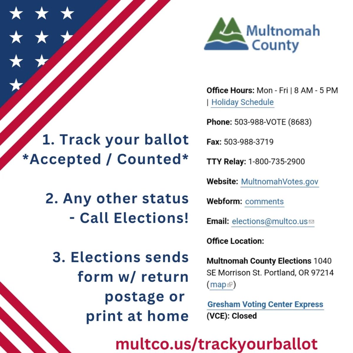 Hey friends!! Did your ballot get counted? Are you signed up for tracking alerts? Check the links in my bio to:

1. Track your ballot
2. Contact Elections if it's not accepted/counted yet
3. Print and fill out the correction form and return it by 11/26

My race is literally going