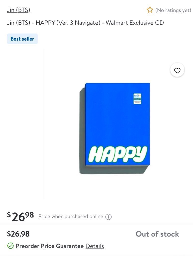zgangcc's tweet photo. We request an IMMEDIATE restock of 'Happy' albums on Target, Walmart, Weverse Shop US, and “Running Wild” Single CDs in the UK Store!

@BIGHIT_MUSIC @GeffenRecords @Walmart @Target @weverseshop https://t.co/7DyhCdciid
