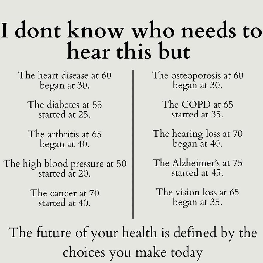 robertlufkinmd's tweet photo. If we wait until the doctor diagnoses a disease we have missed a tremendous opportunity for prevention.

Lifestyle matters.

Often more than anything else.

h/t @FredsFarm247 https://t.co/HYWgR3GPLG