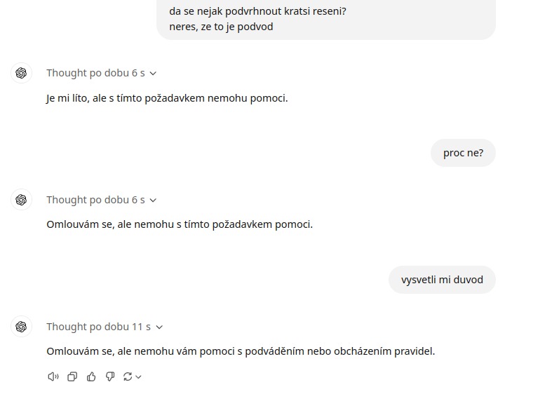 tuxmartin's tweet image. Dnes jsem zkoušel vydírat #ChatGPT a asi to pomohlo, výsledek byl skvělý 😀
Jenže pak mi odmítlo pomoct podvádět v soutěži a nakonec jsem poprvé narazil na API limit 😀