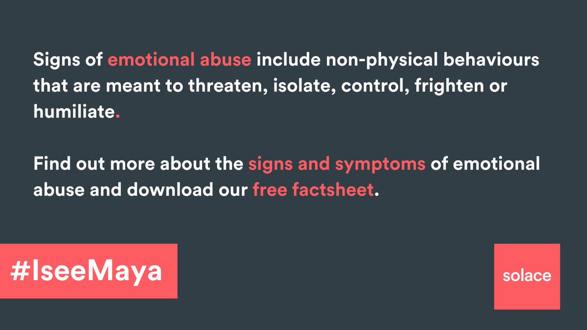 Emotional abuse includes non-physical behaviours that are meant to threaten, isolate, control, frighten or humiliate.

Find out more about the signs and symptoms of emotional abuse and download our free factsheet: solacewomensaid.org/emotional-abus…