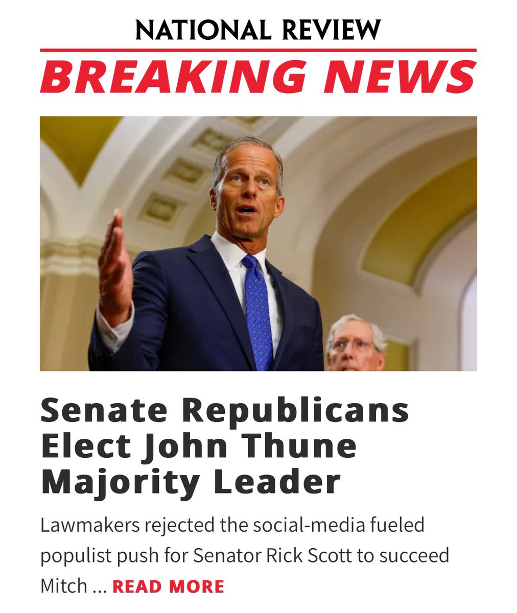 GarrettFahy's tweet photo. Congrats to @johnthune on his election to lead @SenateGOP . I worked on his 2004 election which defeated the Democratic leader, Tom Daschle. He’s a principled and steady leader. 
#SenateGOP #Senate_Majority_Leader https://t.co/BYYJNNp8tP
