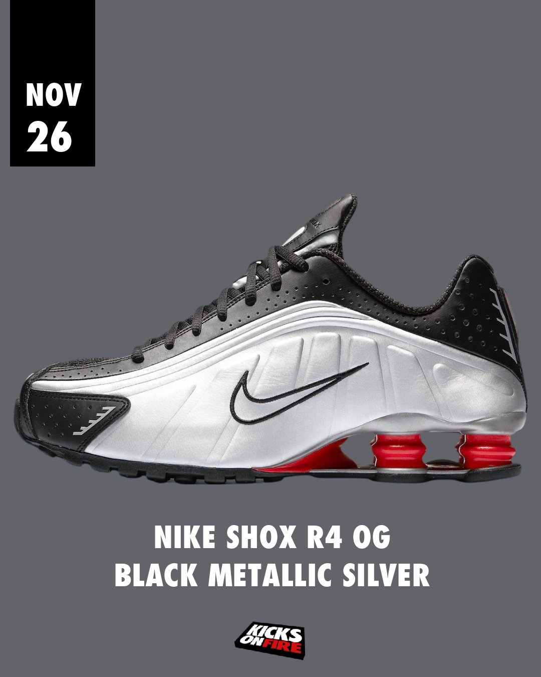 Nike shox r4 og black metallic silver sales